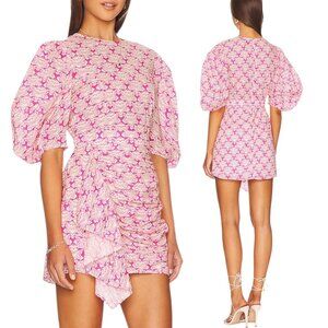 Rhode - Women’s ‘Pia’ Cotton Mini Dress in ‘Lotus Block Hot Pink’ - Size 8